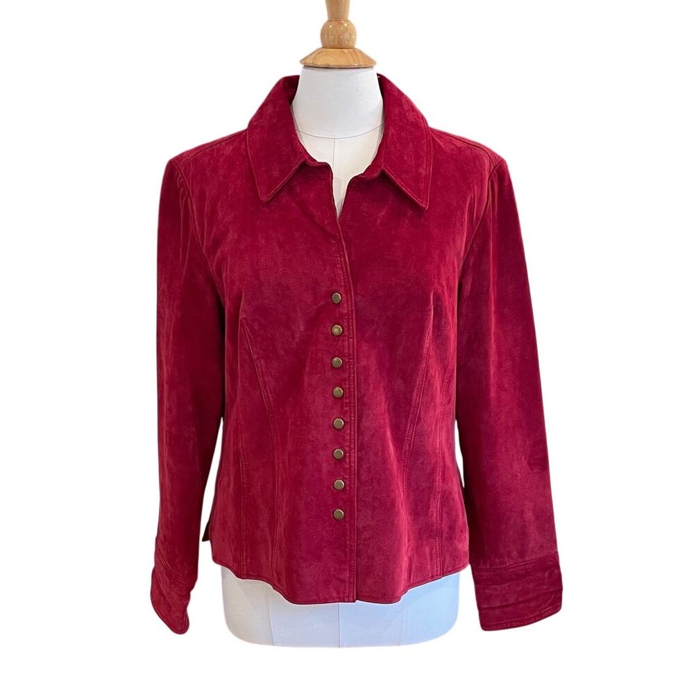 Coldwater Creek Red Suede Jacket, Snap Closure, Western, Y2K, Size XL